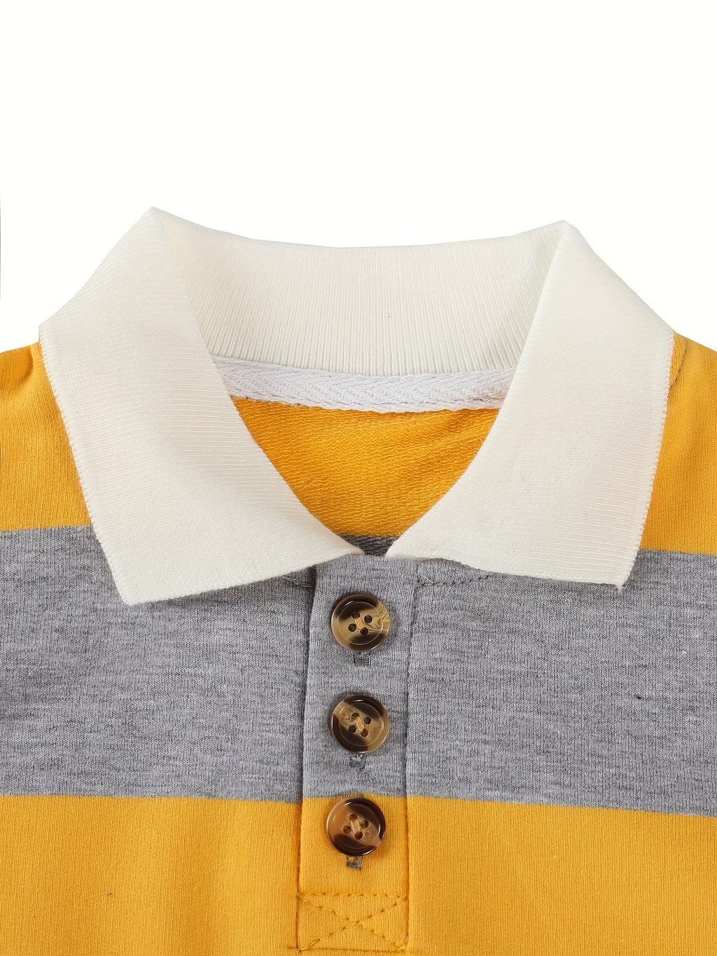Boys' Striped Long Sleeve Polo Shirts Three Pack with Contrast Collars for Everyday Casual Dressing