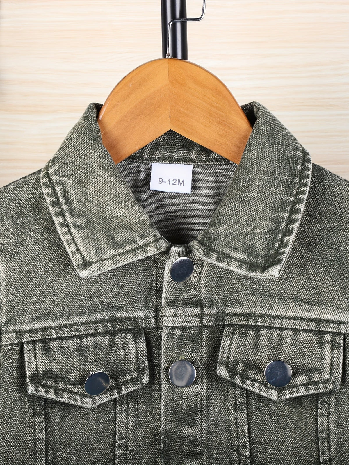 Baby Boys' Green Denim Cargo Set with a Button Front Jacket and Matching Pocket Pants for Casual Wear