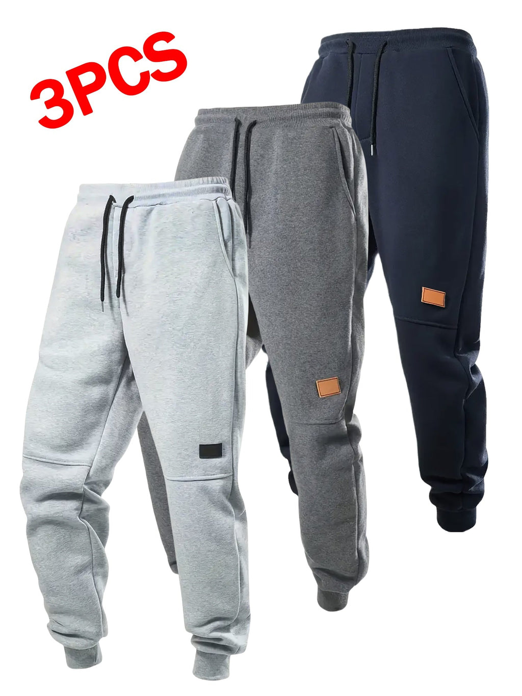 Boys' Fleece Jogger Pants Three Pack with Drawstring Waists and Ribbed Cuffs for Cooler Weather Outfits