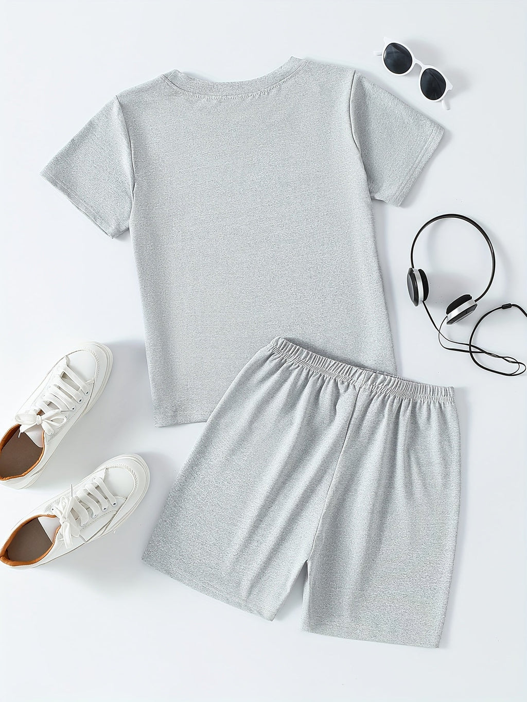 Boys' Black T-Shirt and Shorts Set with Colorful BRUH Graffiti Lettering for Casual Summer Outfits
