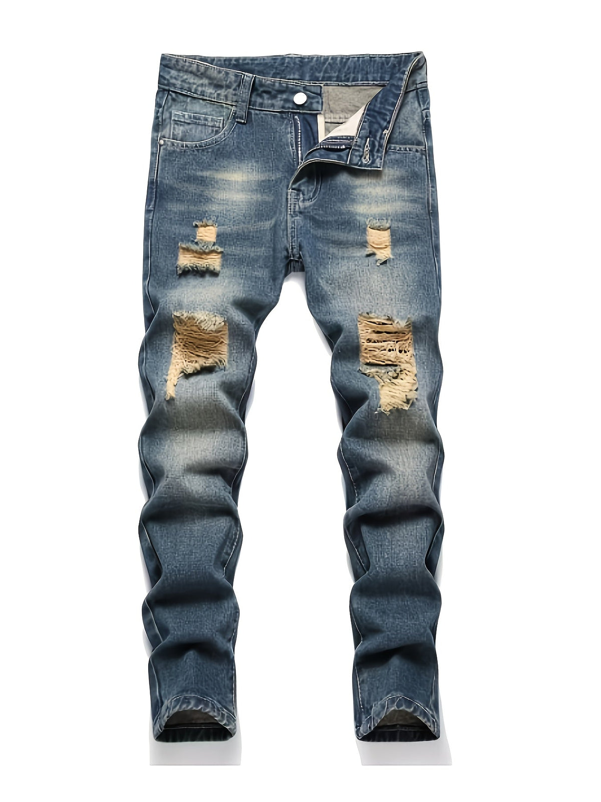 Boys' Distressed Jeans 3-Pack in Black, Blue and Light Wash Denim for Slim Fit Everyday Casual Outfits