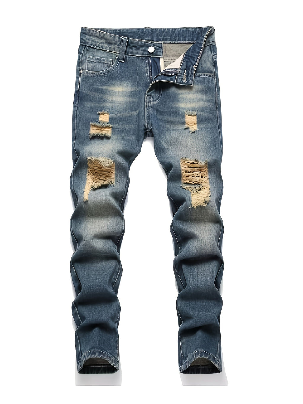 Boys' Distressed Jeans 3-Pack in Black, Blue and Light Wash Denim for Slim Fit Everyday Casual Outfits