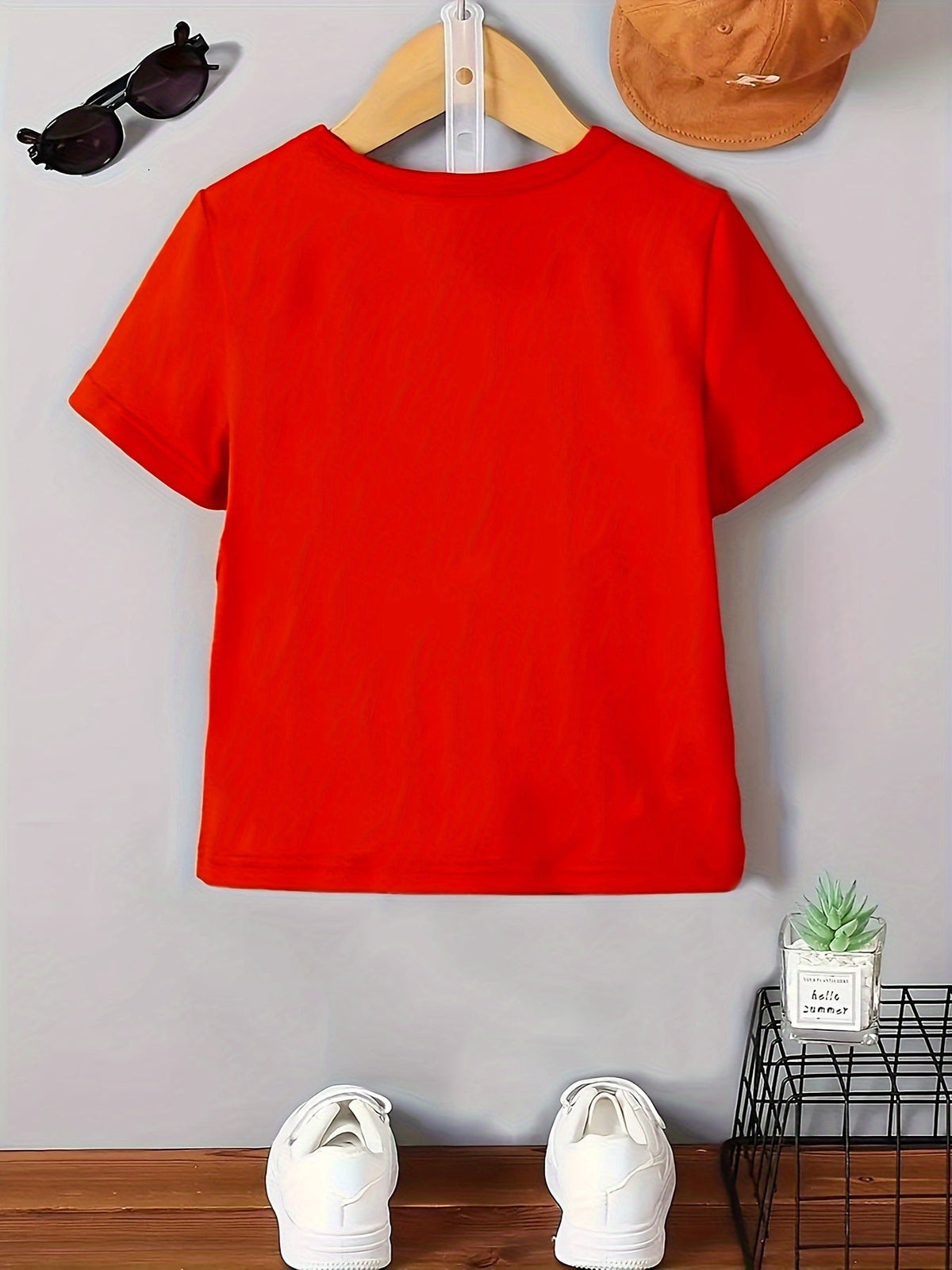 Boys' Red Cotton T-Shirt with Admit It Life Would Be Boring Without Me Lettering for Casual Summer Outfits