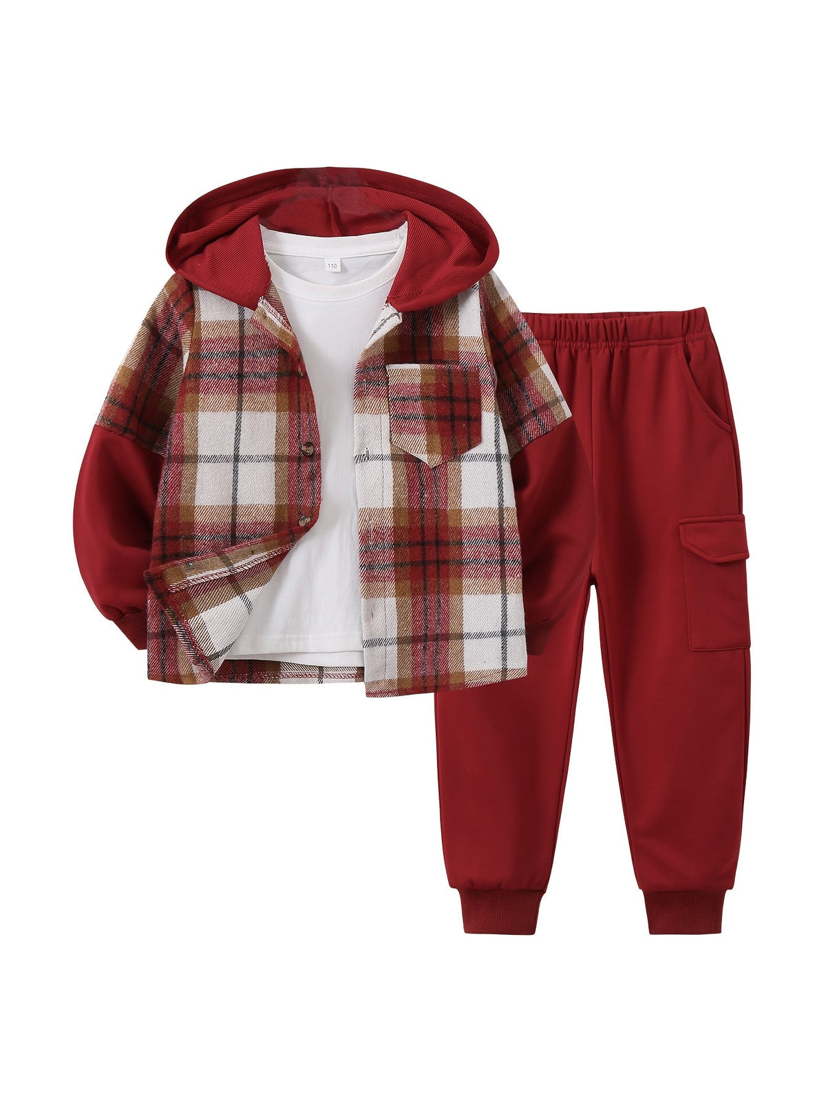 Boys' Plaid Outfit Set - Long Sleeve Winter