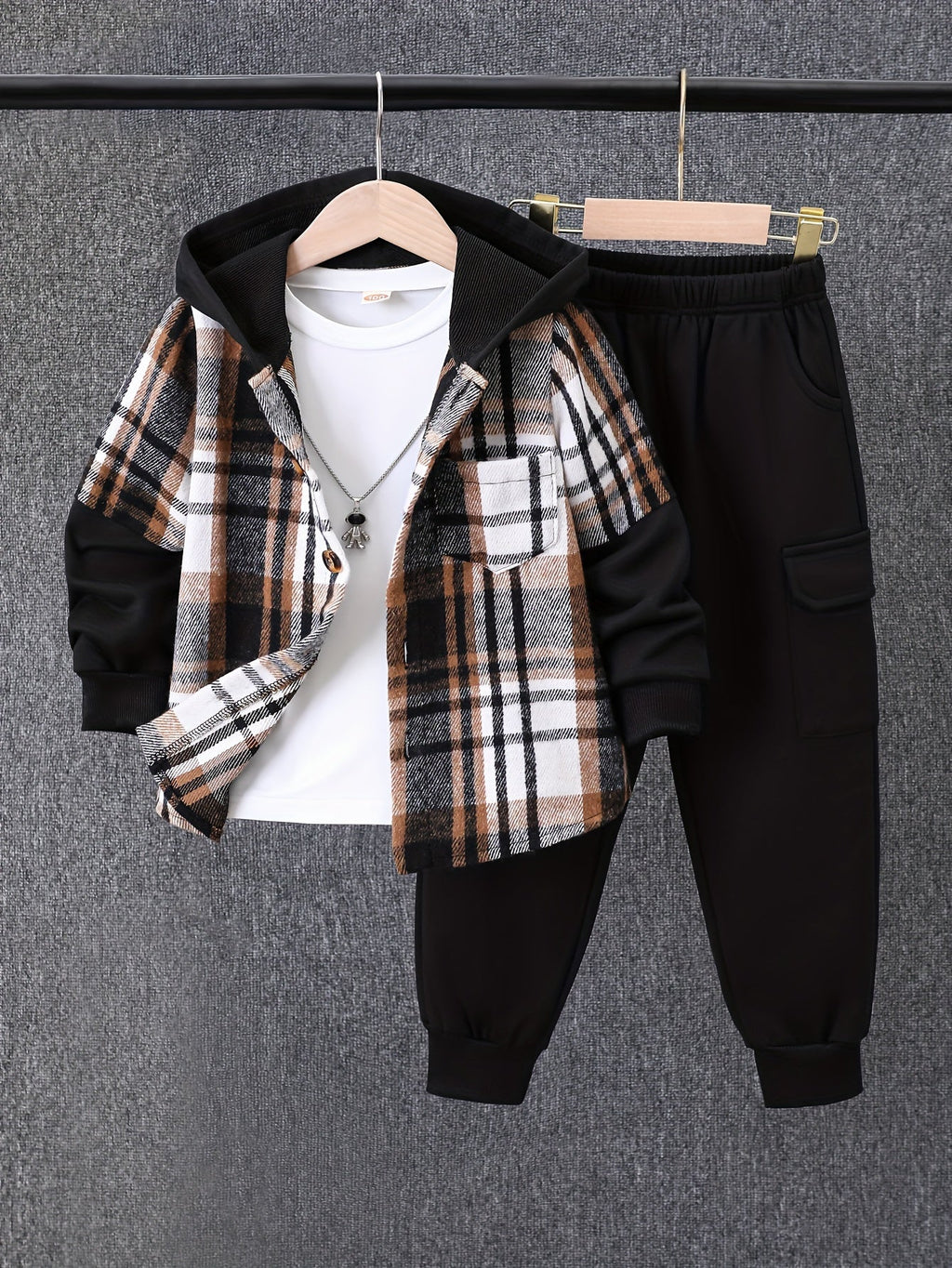 Boys' Plaid Outfit Set - Long Sleeve Winter