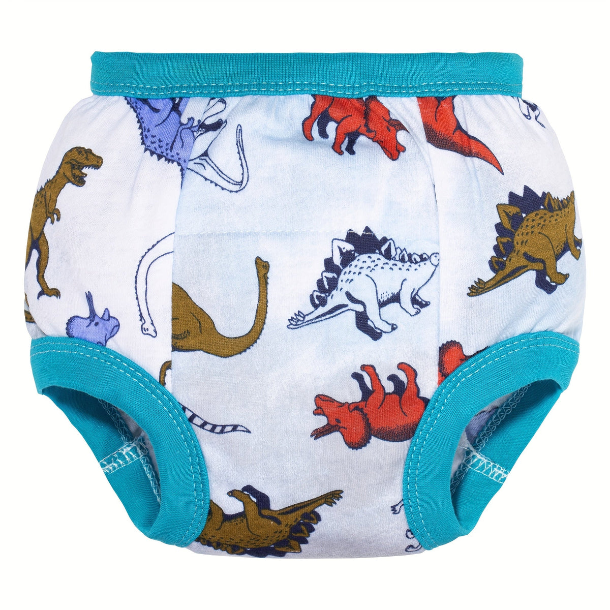 Boys' Dinosaur Training Pants Six Pack with Cotton Outer Fabric and Elastic Openings for Daytime Potty Practice