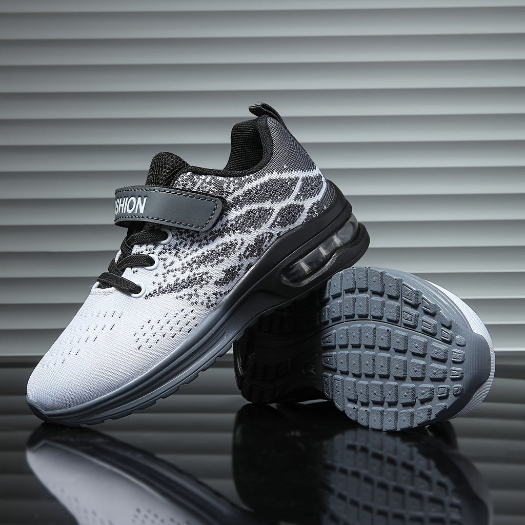 Boys' Low-Top Sneakers with Flame-Style Patterns and Instep Straps for Colorful Everyday Casual Wear