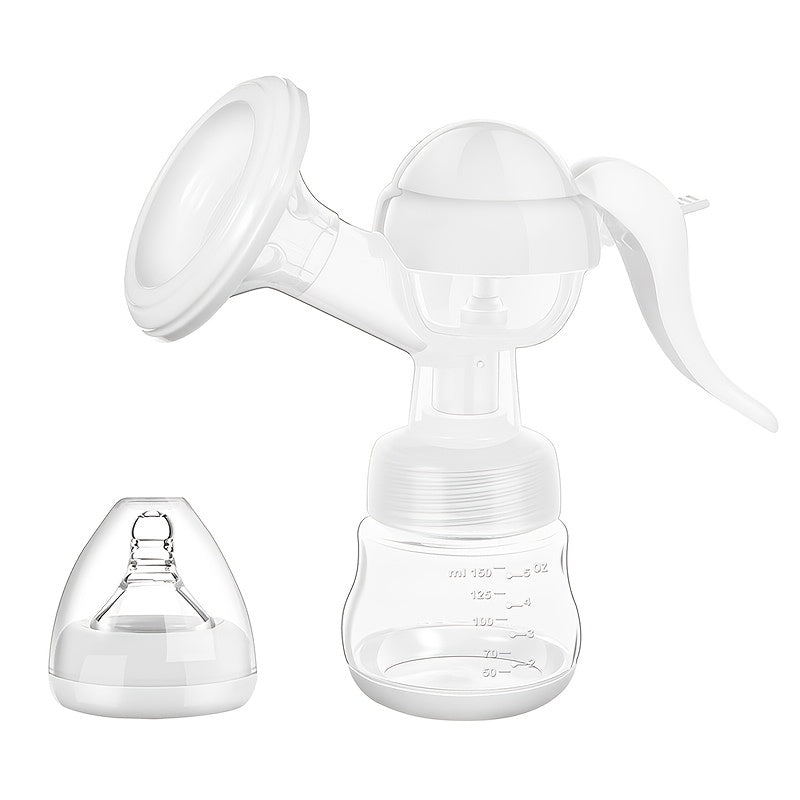 Manual Breast Pump with a Lever Handle and 5.07 Ounce Collection Bottle for Portable Milk Expression