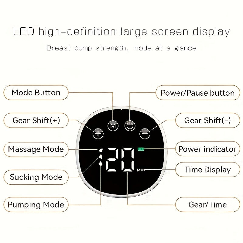 Wearable Breast Pump MY-376 with Three Adjustable Modes and LED Display for Single or Double Pumping