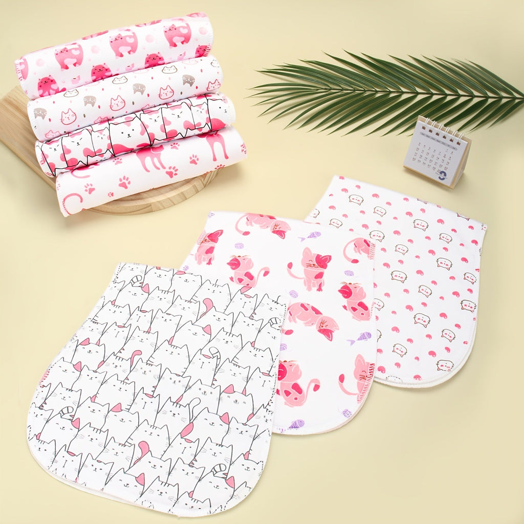 Burp Cloth Ten-Pack with Curved Shoulder-Friendly Shapes in Coordinated Prints for Everyday Feeding Care