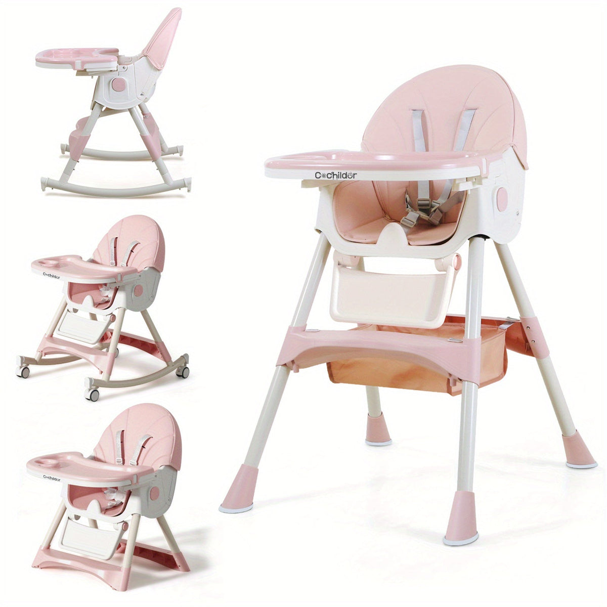 Folding Baby High Chair with an Adjustable Backrest and Feeding Tray for Supervised Mealtimes