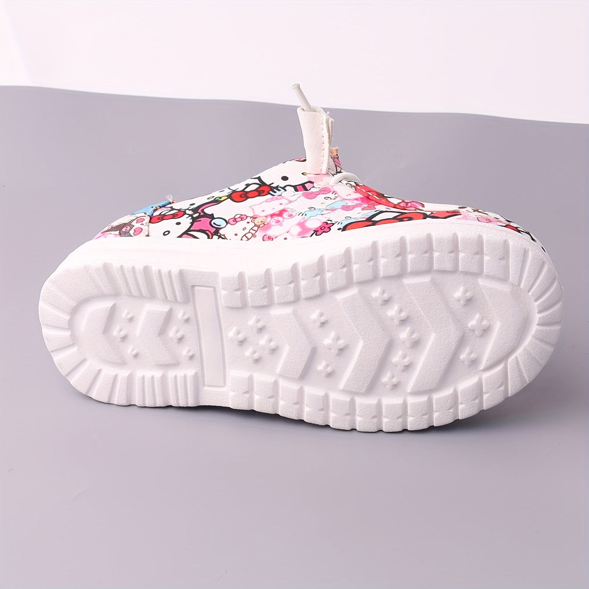 Girls' Casual Loafers in Cartoon Cat Prints with Elastic Laces and Side Openings for Colorful Outfits