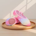 Girls' Split Sole Ballet Slippers with Crossed Elastic Straps in Shimmery and Pastel Rainbow Styles