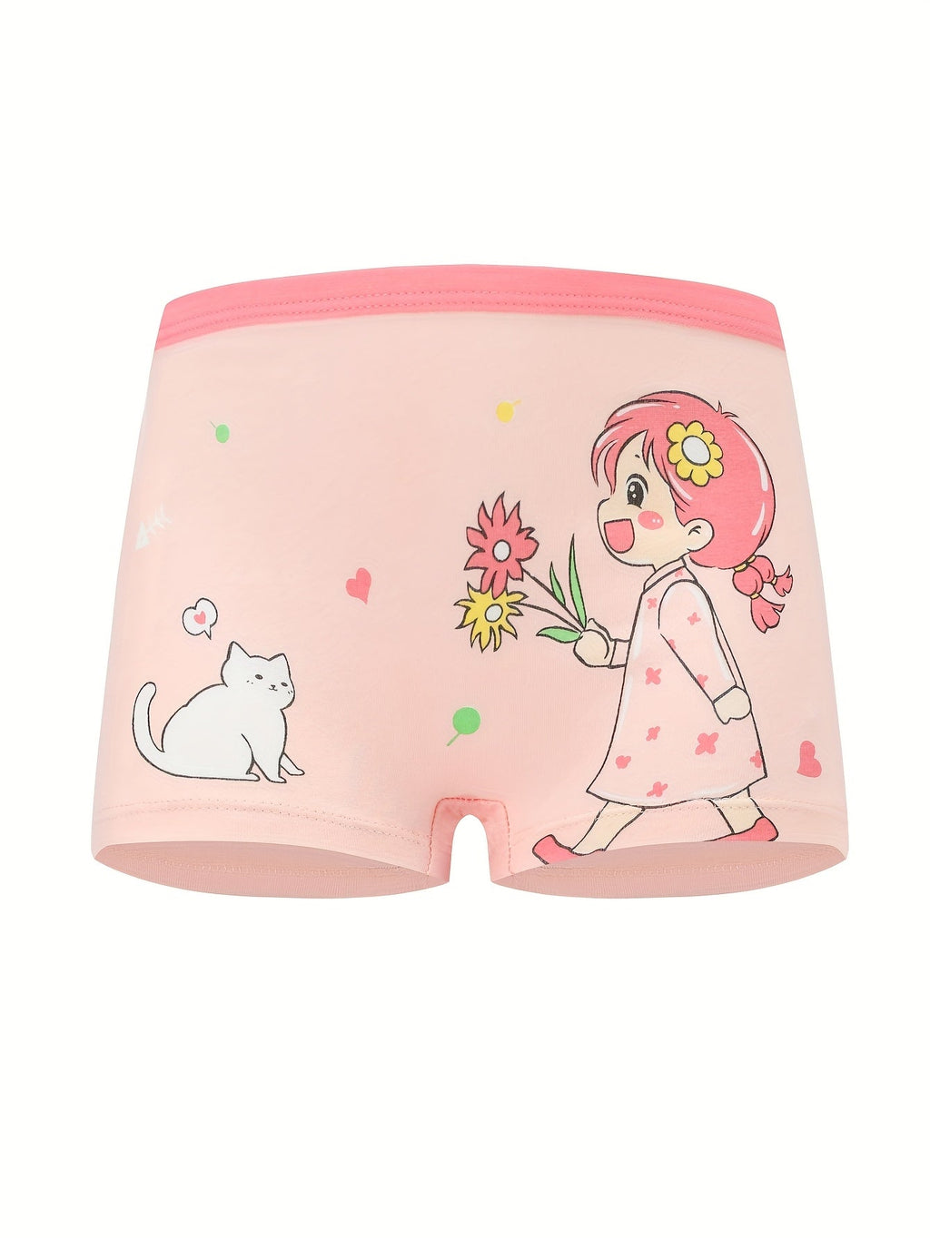 Girls' Animal Print Cotton Boxer Briefs 6-Pack in Random Colors with Short Legs for Daily Underwear Changes
