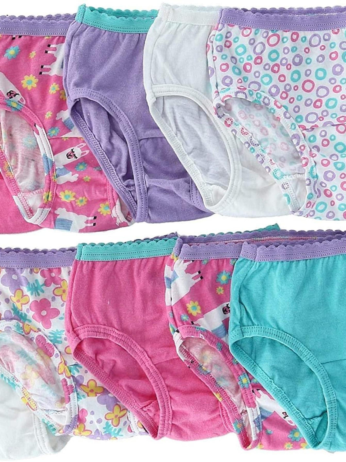 Toddler Girls' Cotton Briefs 10-Pack in Assorted Prints and Colors with Soft Waistbands for Daily Changes