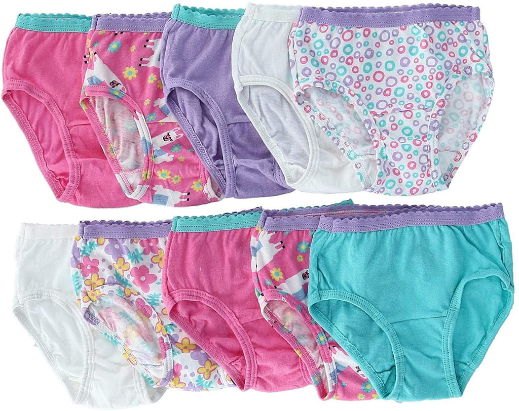 Toddler Girls' Cotton Briefs 10-Pack in Assorted Prints and Colors with Soft Waistbands for Daily Changes