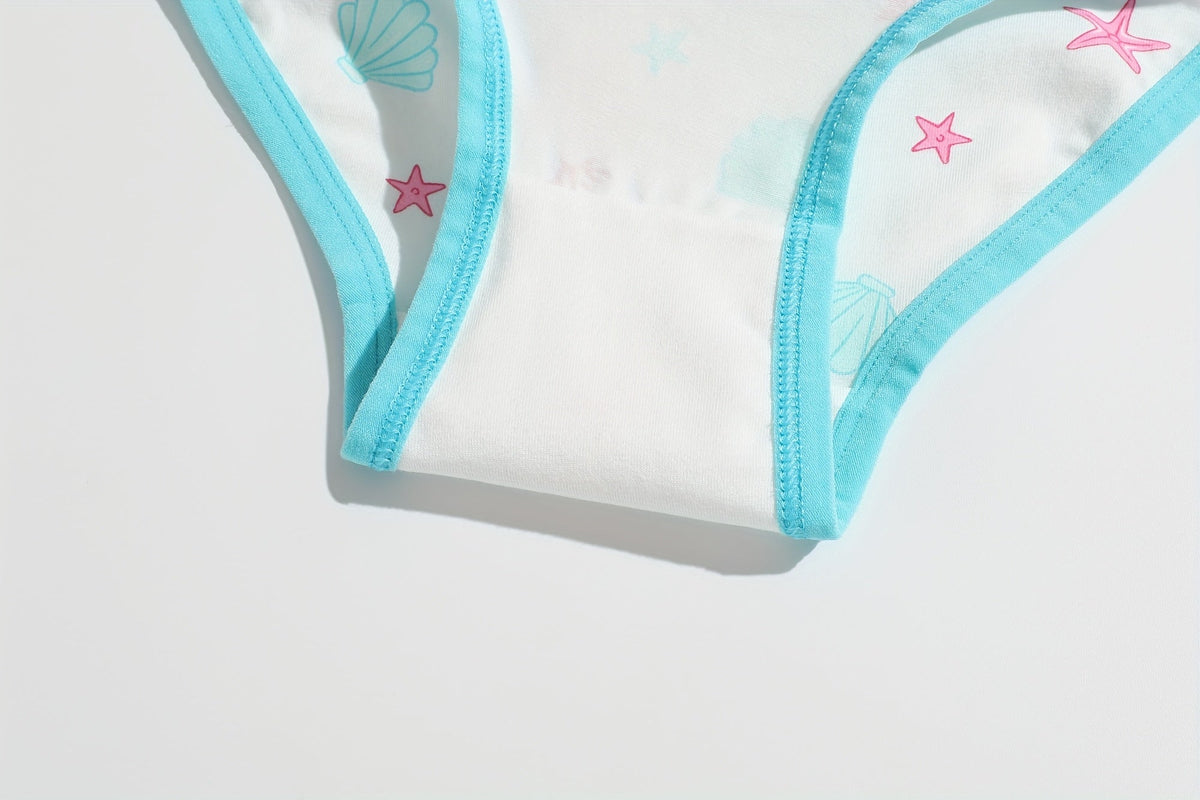 Girls' Animal Cartoon Briefs 12-Pack in Random Pastel Colors with Contrast Edges for Daily Underwear Changes