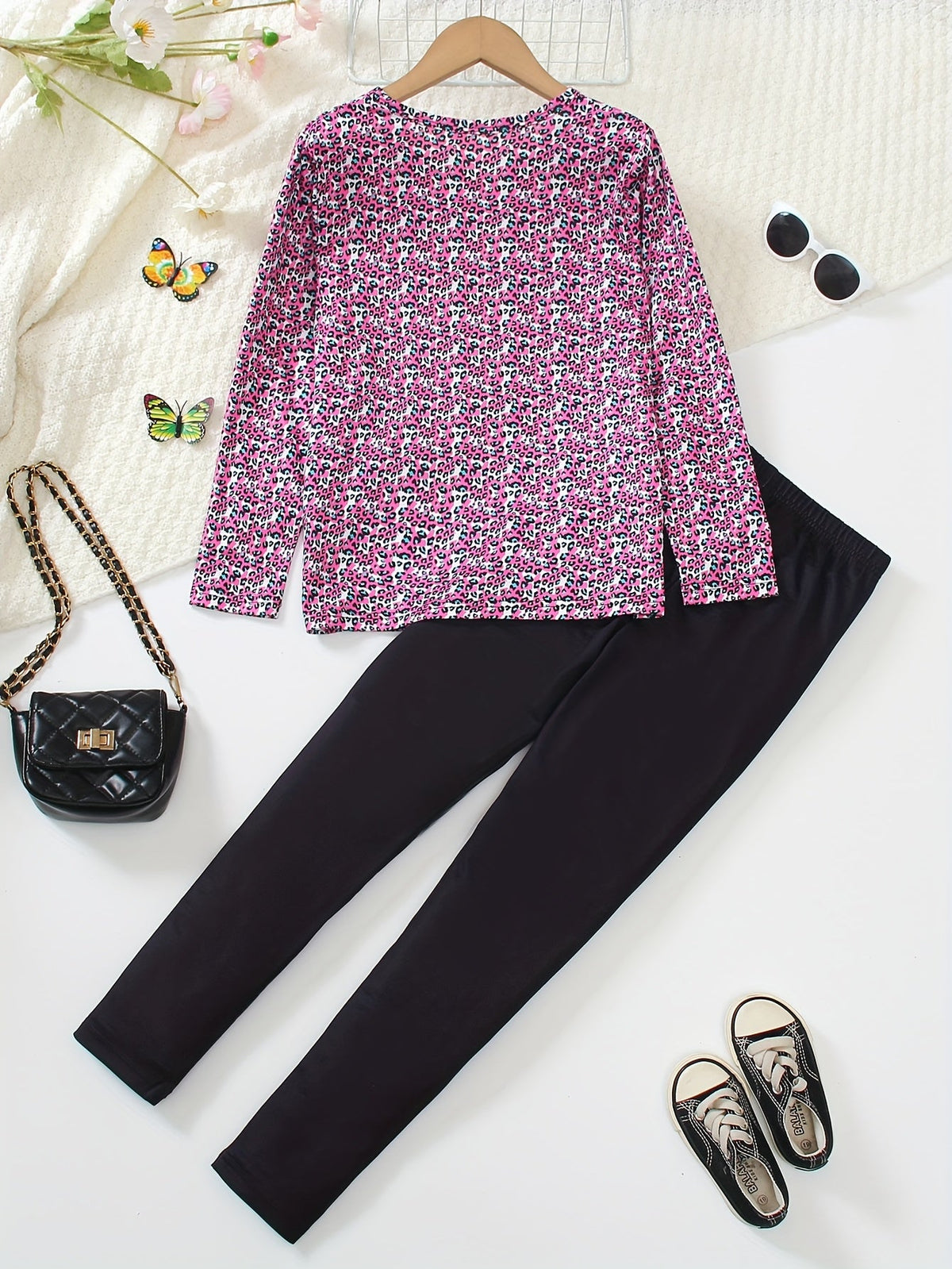 Girls' Butterfly Outfit Set - Long Sleeve Fall