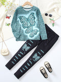 Girls' Butterfly Outfit Set - Long Sleeve Fall