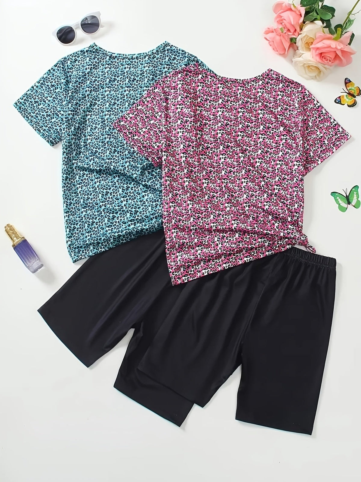 Girls' Butterfly Outfit Set - Short Sleeve Spring