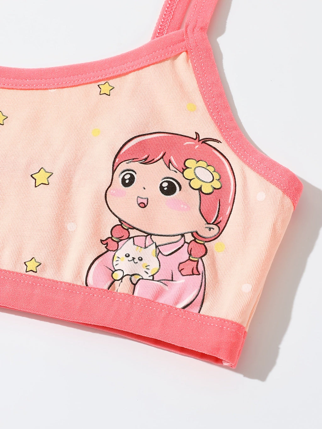 Girls' Camisole and Boxer Underwear Set with Cartoon Prints in Four Coordinating Sets and Eight Pieces