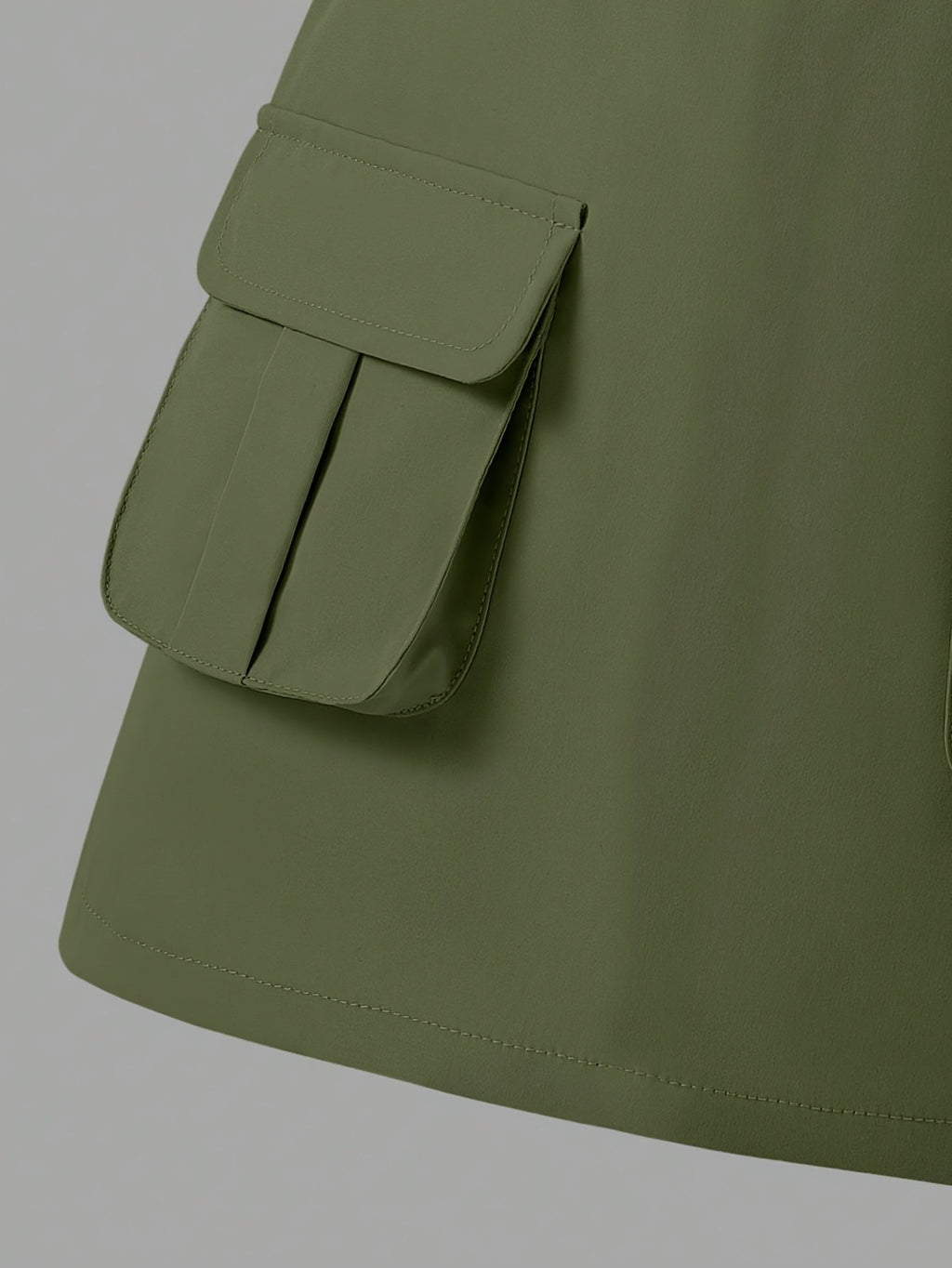 Girls' Two-Piece Cargo Skirt Set with White Cartoon Graphic T-Shirt and Olive Green Pocket Skirt