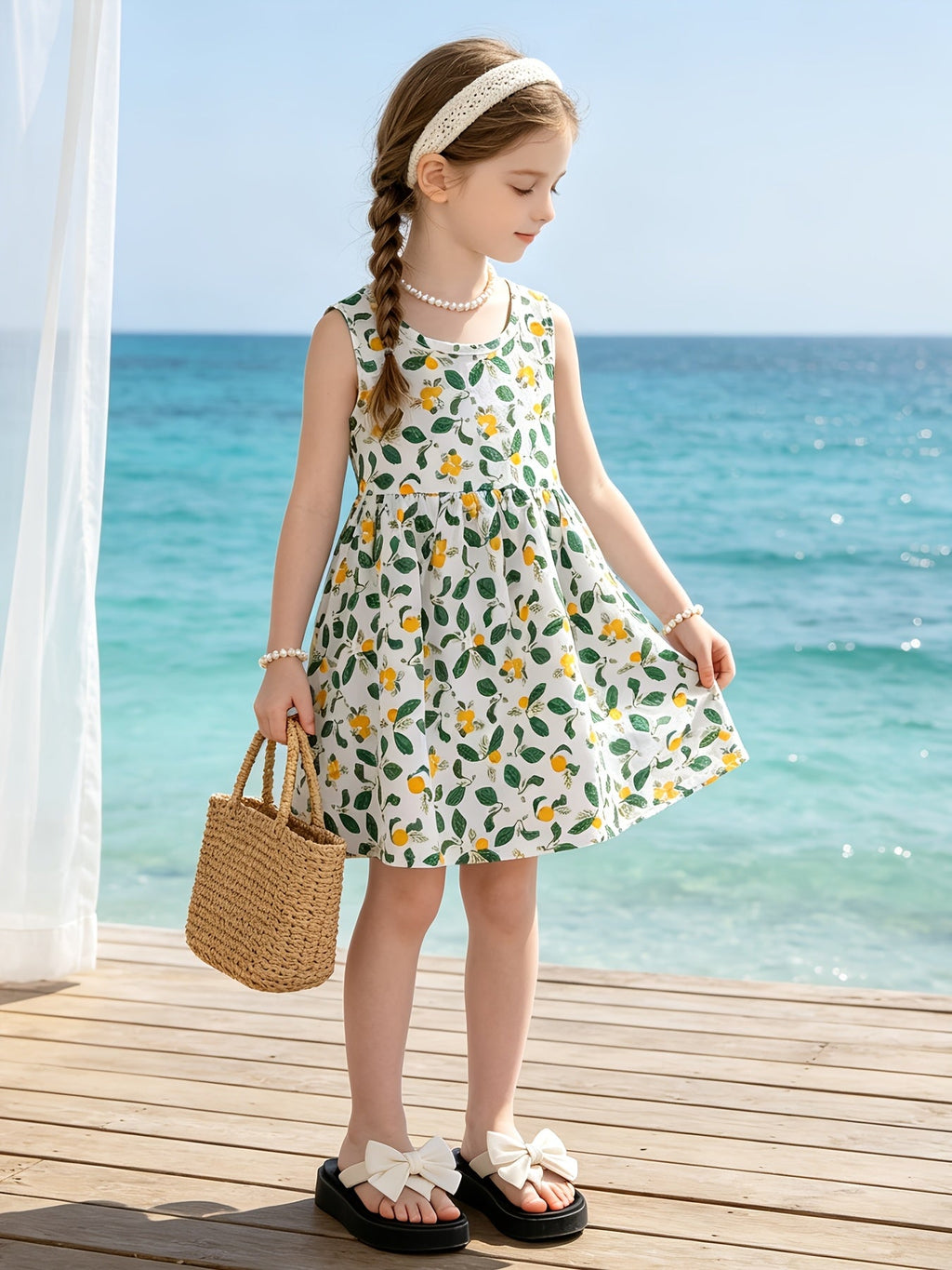 Girls' Sleeveless Summer Dresses 10-Pack in Random Prints with Gathered Skirts for Everyday Outfits