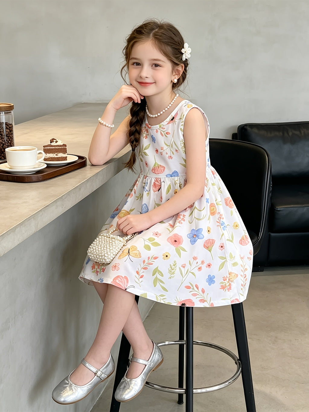 Girls' Sleeveless Summer Dresses 10-Pack in Random Prints with Gathered Skirts for Everyday Outfits