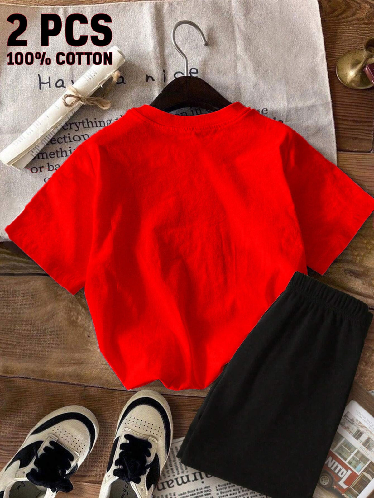 Girls School Bus Graphic T-Shirt and Black Shorts Set with a Round Neck Tee for Summer Casual Outfits