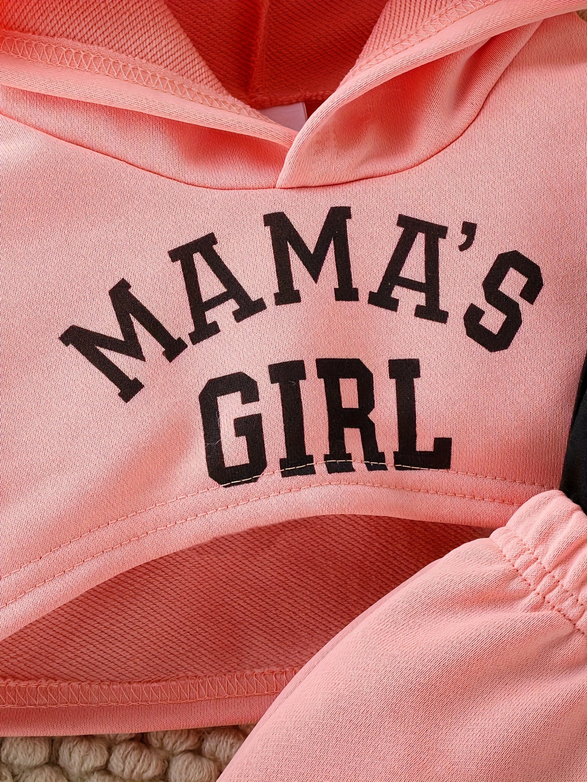 Baby Girls' Mama's Girl Hoodie Outfit Set with Black Camisole and Pink Joggers in a Three-Piece Design