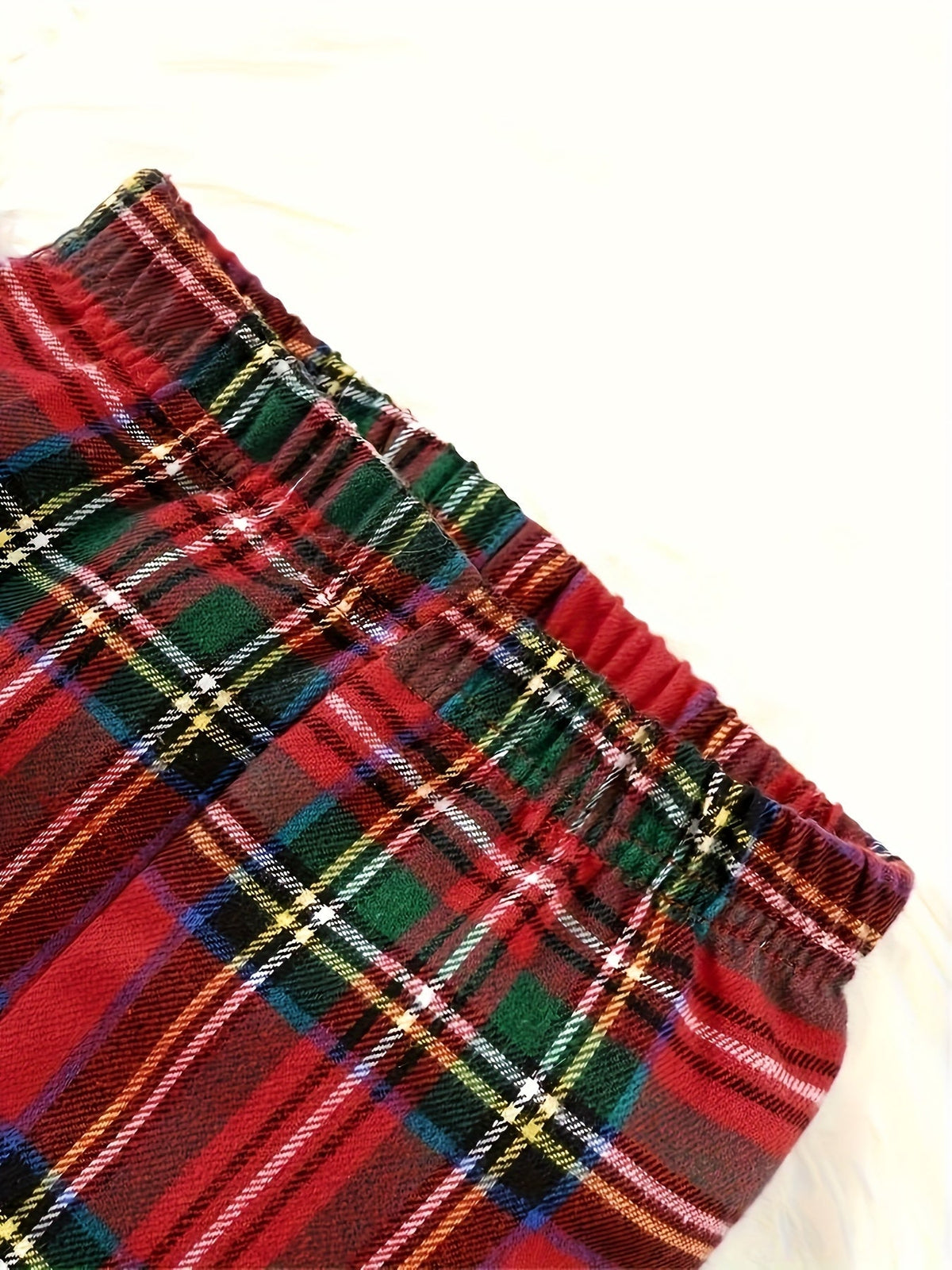 Baby Girls' Plaid Pants Set with a Bow-Front Peplum Top and Ruffled Hems for Festive Family Outfits