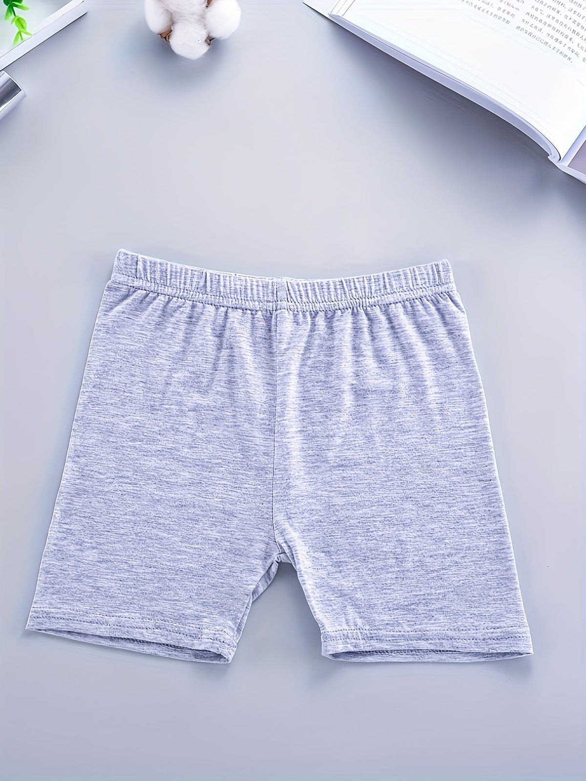 Girls' Bike Shorts Eight Pack in Random Solid Colors with Elastic Waists for Dance and Under Dress Layering