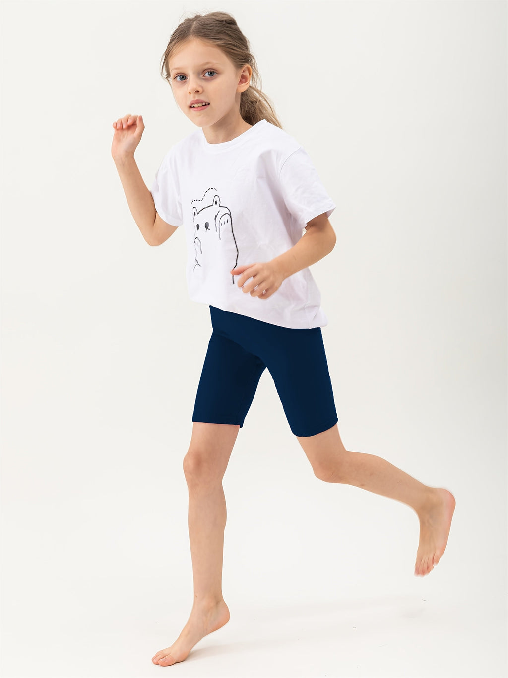 Girls' Ten-Pack Bermuda Bike Shorts in Random Solid Colors and Prints with Stretch Fabric for Casual Wear