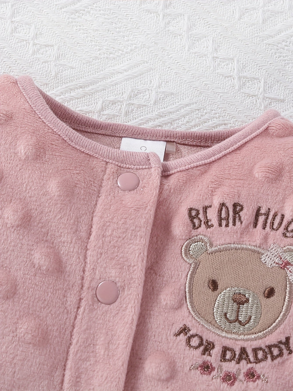Baby Girl Bear Outfit Set with Pink Textured Cardigan and Pants Plus Animal Print Bodysuit and Headband
