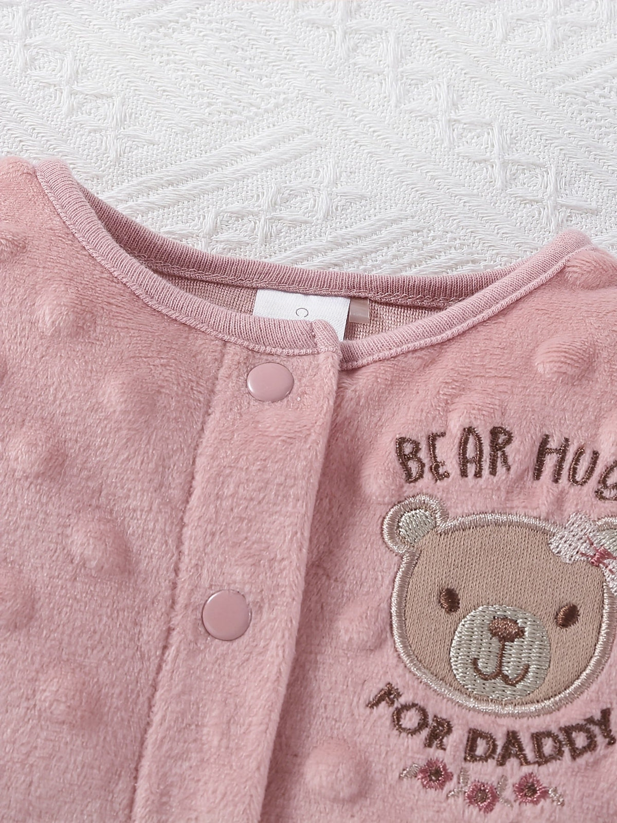 Baby Girl Bear Outfit Set with Pink Textured Cardigan and Pants Plus Animal Print Bodysuit and Headband