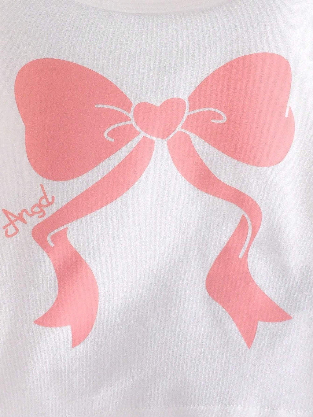 Baby Girls' Pink Bow T-Shirt and Denim Shorts Set with Matching Bow Details and an Elastic Waist