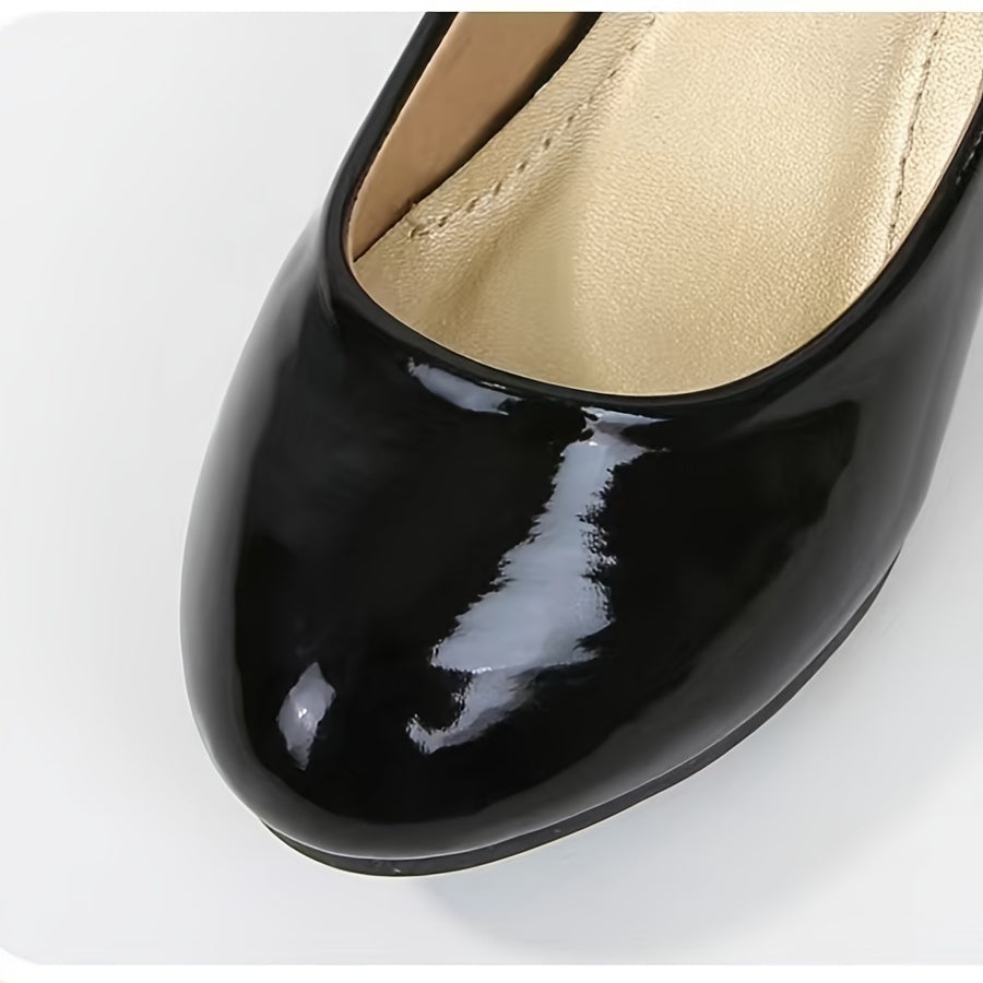 Girls' Black Mary Jane Shoes with Glossy Uppers and Low Heels for Parties and Special Occasion Outfits