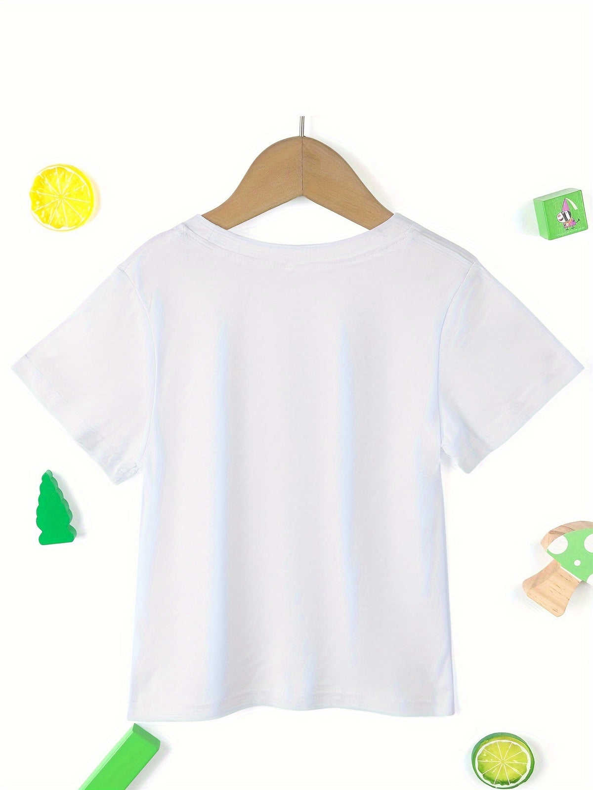 Girls' Short Sleeve Cotton Graphic T-Shirt in White with Colorful My Nana and Papa Love Me Print