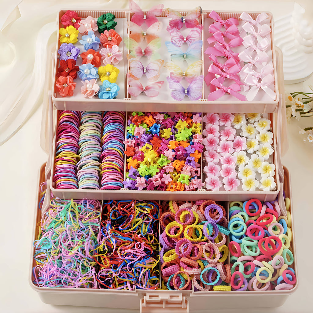 Girls' Hair Accessories Set 748-Piece - Clips and Ties