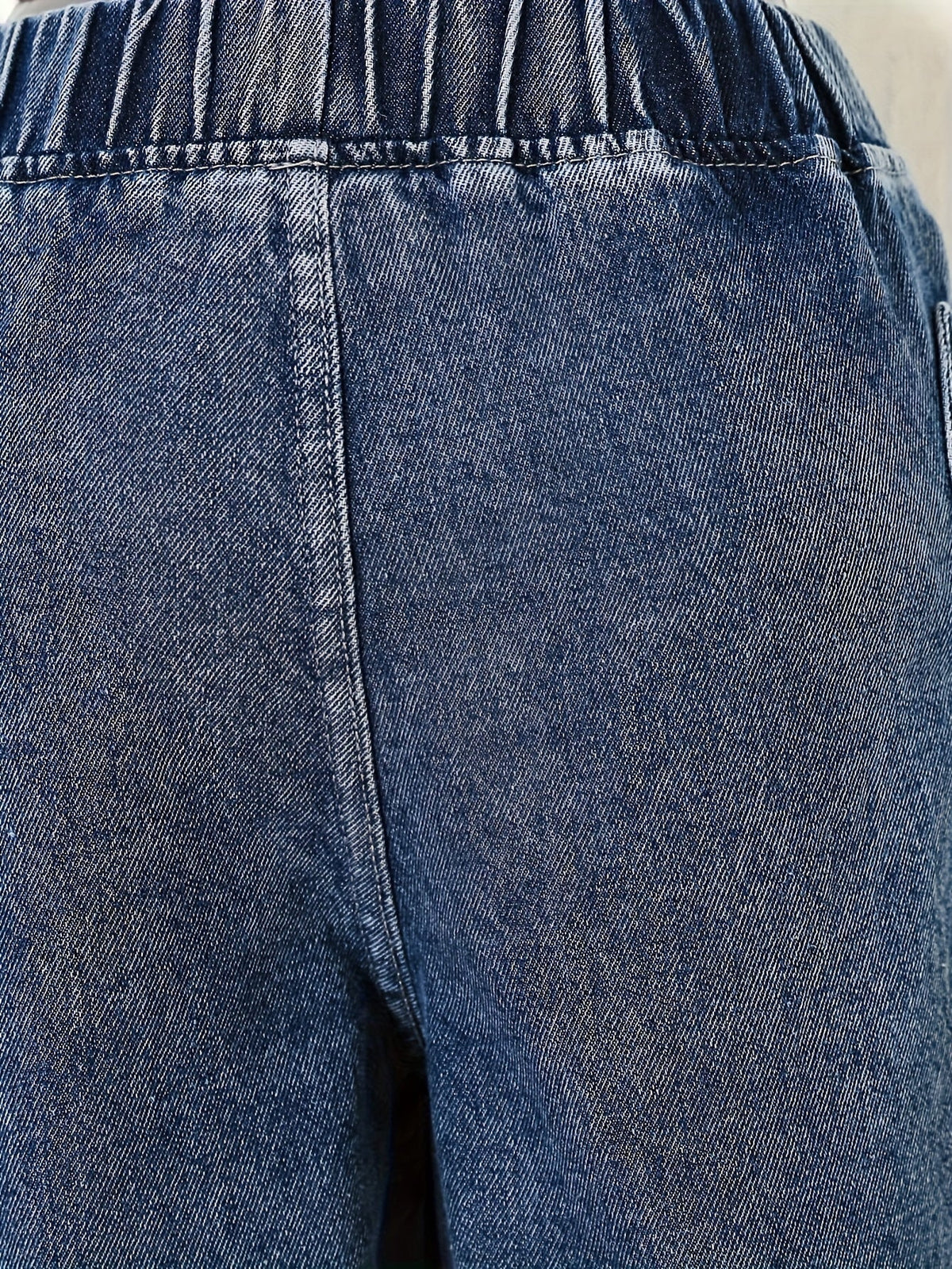 Girls' Wide Leg Denim Jeans in Washed Blue with Large Bow Details and Elastic Waist for Casual Outfits