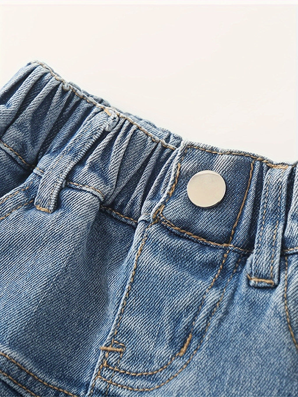Girls' Blue Tiered Denim Skirt with Front Pockets and a Gathered Waistband for Everyday Summer Outfits