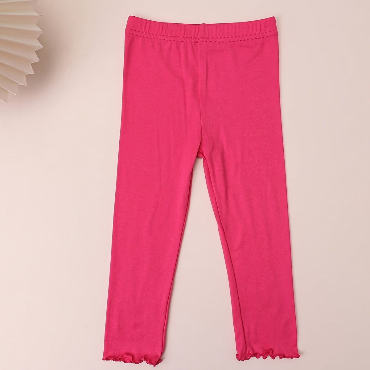 Girls' Eight Pack Colorful Leggings with Lettuce Edge Hems and Elastic Waists for Everyday Layering