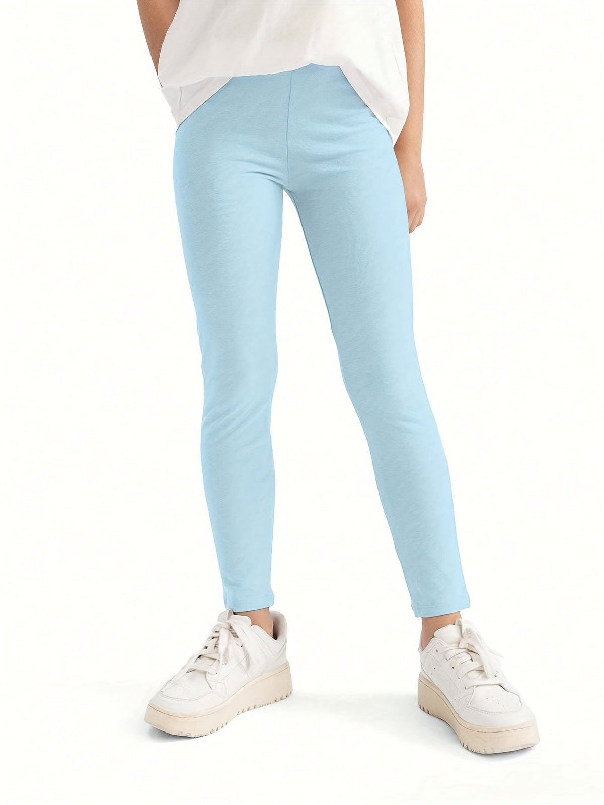 Girls' Six Pack Bright Color Leggings in Stretch Knit with Elastic Waists for Play and Everyday Layering