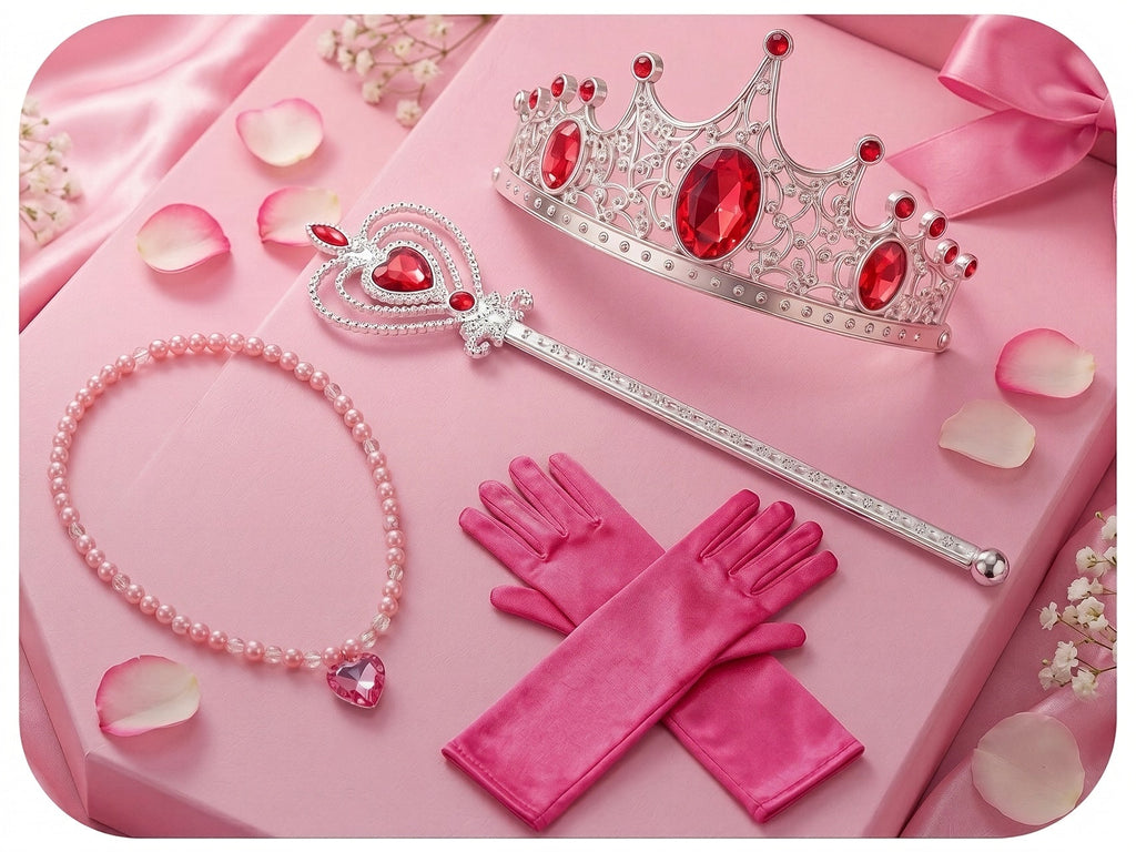 Girls' Light-Up Princess Costume Dress with a Layered Skirt and Coordinating Accessories for Parties