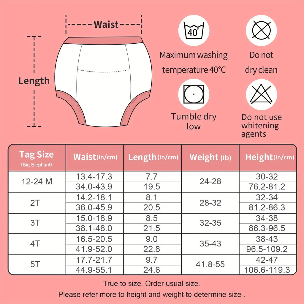 Girls' Ten-Pack Floral Potty Training Pants with Cotton Outer and Lining Layers for Daytime Changes