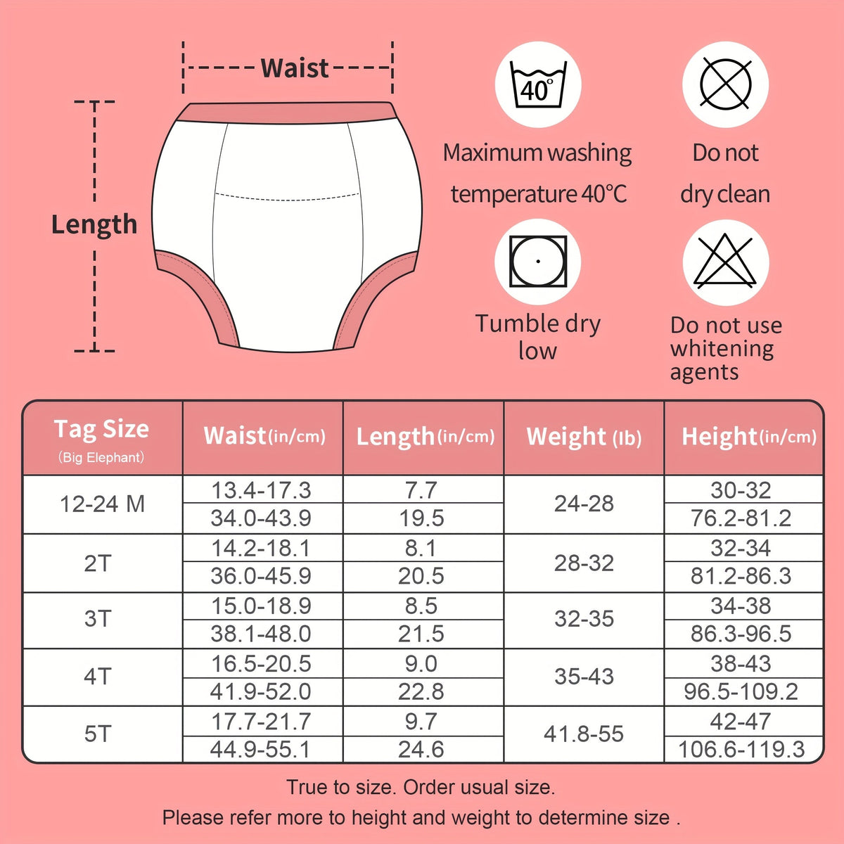 Girls' Ten-Pack Floral Potty Training Pants with Cotton Outer and Lining Layers for Daytime Changes