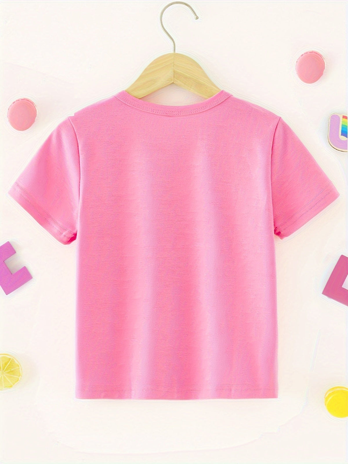 Girls' Sassy Just Like My Nana Cotton T-Shirt in Rose Red with Leopard Print Lettering and Short Sleeves