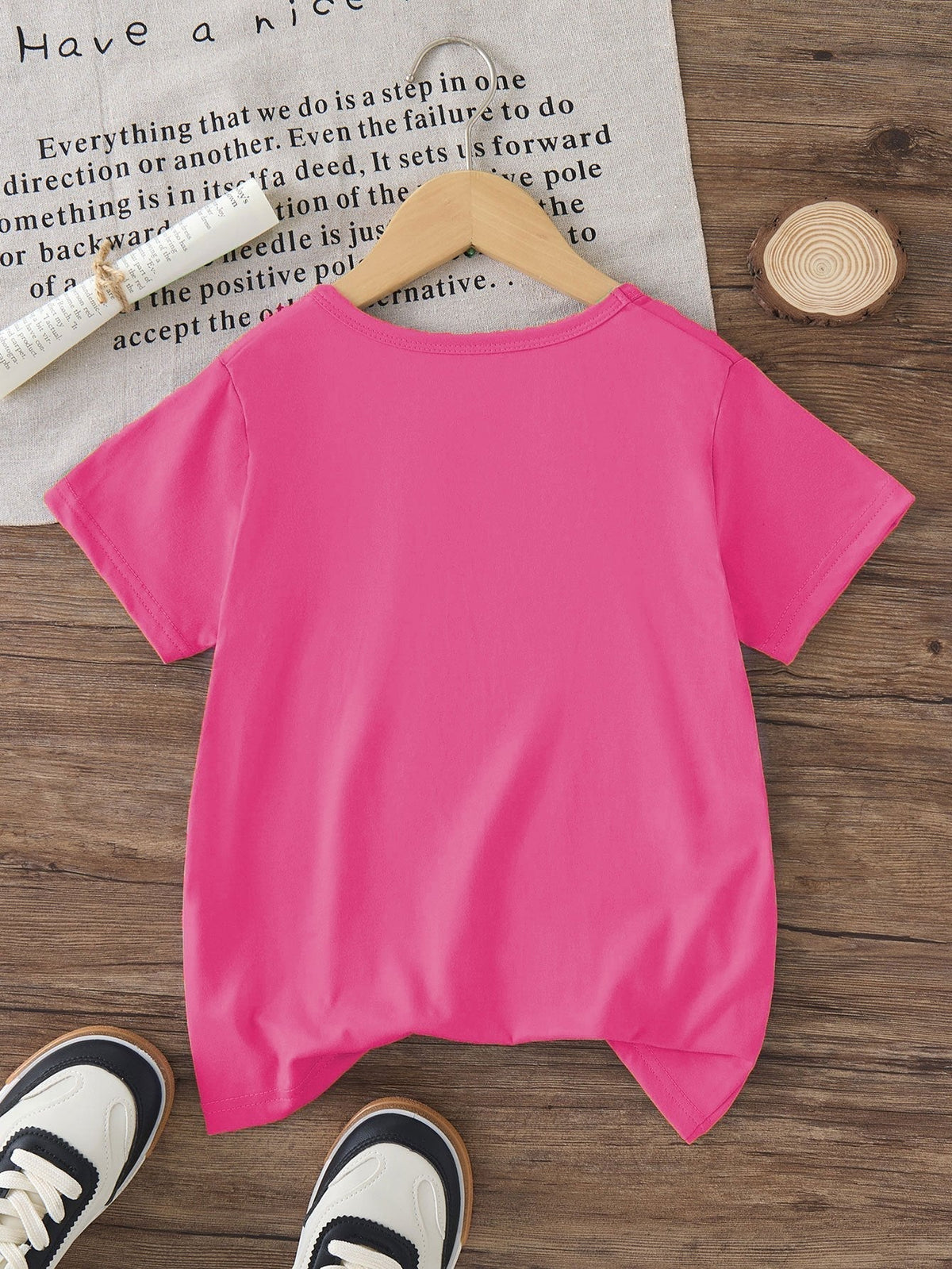 Girls' Sassy Saurus Dinosaur T-Shirt in Rose Red with a Bow Wearing Cartoon Dinosaur and Short Sleeves