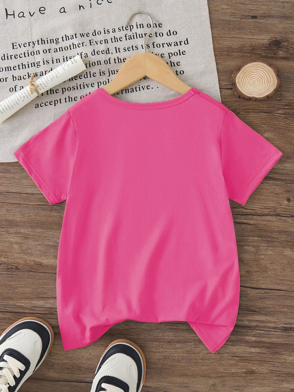 Girls' Sassy Saurus Dinosaur T-Shirt in Rose Red with a Bow Wearing Cartoon Dinosaur and Short Sleeves