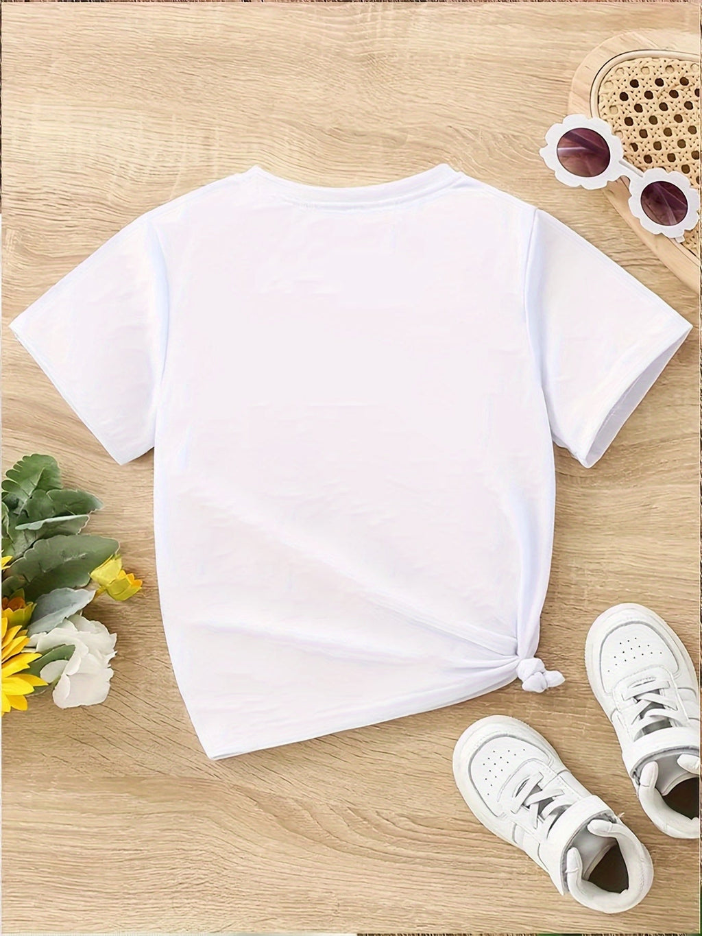 Girls' Boots on the Ground T-Shirt in White with Gold Tone Western Boot Artwork for Casual Outfits